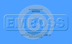 Emboss and neomorphism text, minimal modern blue color. editable font effect photo