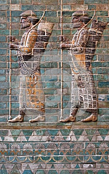 Embossed Colorful Achaemenid Soldiers from Susa of Iran