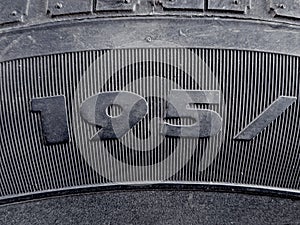 Embossed texture of the tire size of a car
