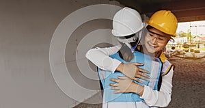 Embrace the bond between female architect supervisors and subordinates on the construction site. photo