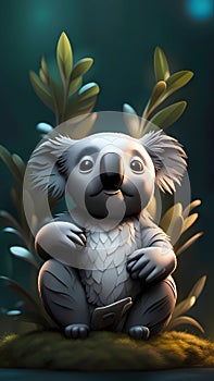 3D koala cartoon character design illustration ai generated photo