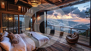 Embrace the feeling of being on top of the world as you settle into your luxurious cloudsurrounded lodge. 2d flat
