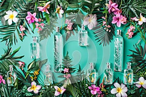 Embrace the fresh, floral elegance of bespoke designer perfume displayed on a chic shelf photo