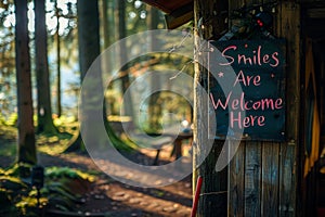 Embrace Happiness A Rustic Sign of Warm Welcome