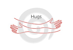 Embrace icon, arms hugging vector illustration, hands hug linear vector logo template. Care, love and charity symbol photo