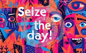 Embrace the Moment: An Artistic Poster Encouraging to Seize the Day. Generative AI