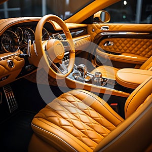 Timeless Sophistication: Luxuriate in the Modern Tan Leather Car Interior photo