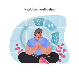 Embrace tranquility and wellness with our VR meditation illustration.