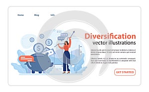 Embracing diversification in savings.. Flat vector illustration.