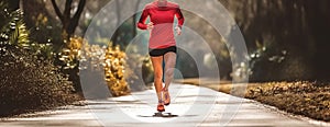 Embracing the Winter Chill on the Park Trail with a Fitness Woman Runner. Generative AI