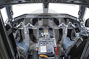 Modern airplane cockpit