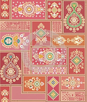 embrodery digital print work seamless abstract butta bandhani multi colour pattern