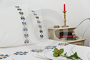 Embroidered bedding