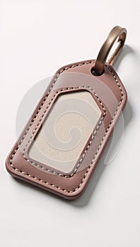 Embroidered cloth keychainluggage tag template 3D render illustration