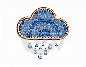 Embroidered Denim Cloud Rain Patch