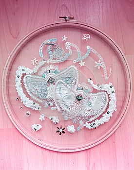 Embroidery angels in frame