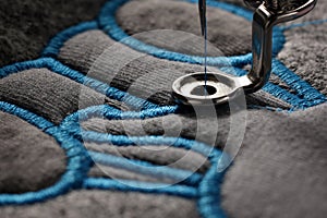 embroidery and application with embroidery machine - macro of progress satin stitch