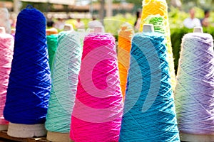 Embroidery colorful thread spools