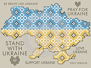 Embroidery Cross Stitch Pattern Map of Ukraine