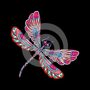 Embroidery. Embroidered design element butterfly - in vintage st