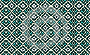 Embroidery ethnic pattern, Vector Geometric chevron background, Green and white pattern ornamental fashion