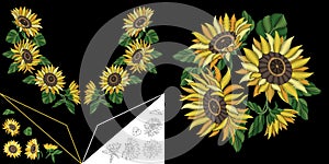 Embroidery floral neckline design photo