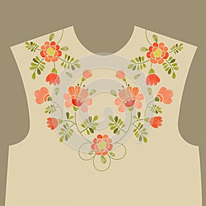 Embroidery floral neckline design