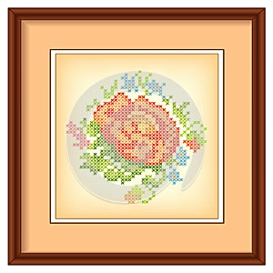 Embroidery, Flower Bouquet, Picture Frame, Mat
