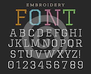 Embroidery font, sew letters photo