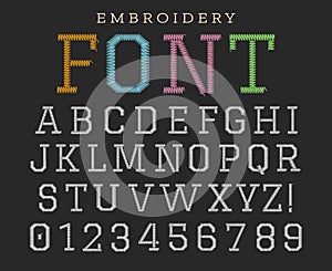 Embroidery font, sew letters