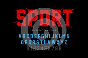 Embroidery font, sports style