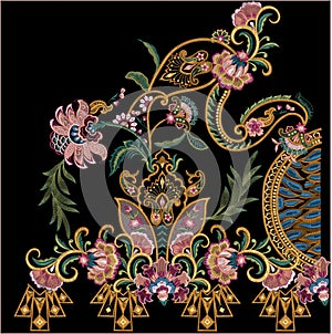 Embroidery Motitf Textile Print Design For Mughal Art