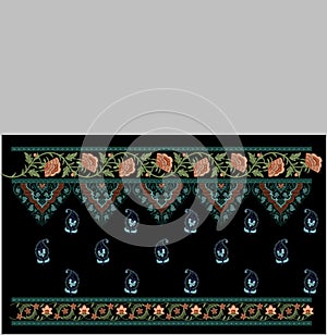 Embroidery Motitf Textile Print Design For Mughal Art