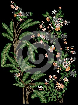 Embroidery Motitf Textile Print Design For Mughal Art. Illustrat, illustration.