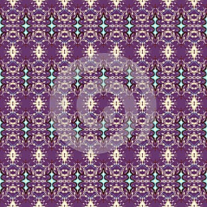 Embroidery on purple background and green, red, yellow, white, stripes ikat