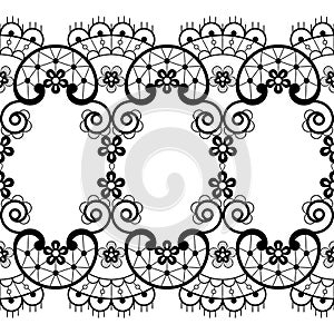 Vintage seamless lace pattern - vector lace repetitive emrboidery design, retro wedding art in black on white background