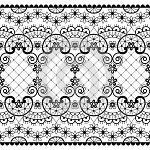 Romantic lace seamless vector pattern, vintage wedding lace design in white on gray background