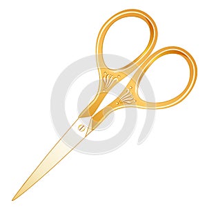 Embroidery Scissors, Antique Gold Engraved