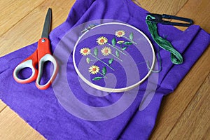 Embroidery sewing handcraft of sunflower pattern handcraft of sunflower pattern
