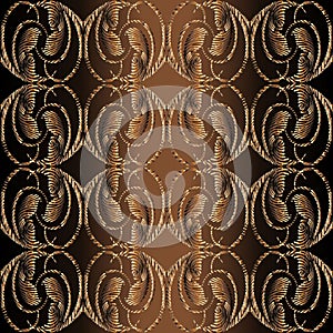 Embroidery style 3d Baroque seamless pattern. Vector patterned t