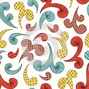 Embroidery Swirls Lace Needlework Vector Seamless Pattern. Hand Drawn Traditional Needlepoint Print