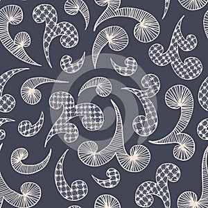 Embroidery Swirls Lace Needlework Vector Seamless Pattern. Hand Drawn Traditional Needlepoint Print Background photo