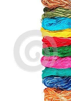 Embroidery thread skeins of different colors