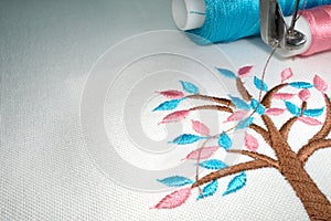 Embroidery tree cartoon style