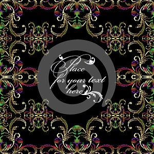 Embroidery vector floral seamless pattern frame in Baroque style