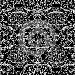 Embroidery vintage floral seamless pattern.