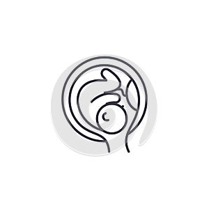 Embryo in the womb linear icon concept. Embryo in the womb line vector sign, symbol, illustration.