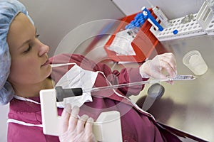 Embryologist processing sample photo