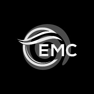 EMC letter logo design on black background. EMC creative circle letter logo concept. EMC letter design