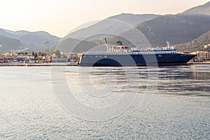 EMC lines cargo ship cruising